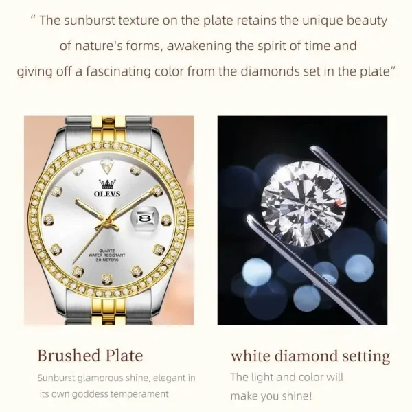 OLEVS 3629 Elegant Women's Watch Fashion Classic Waterproof Luminous Original Calendar Quartz Watch Top Luxury Brand Women Watch - Image 3