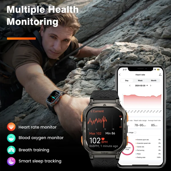 Original KOSPET TANK M3 Ultra GPS Smart Watches For Men Smartwatch 480mAh Waterproof Digital Fitness AMOLED AOD Bluetooth Watch - Image 6