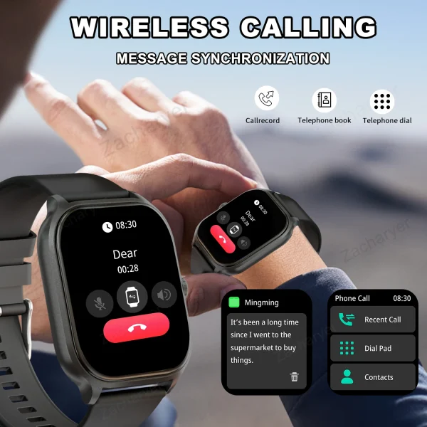 Smartwatch with Wireless Calling, Multi-Sport Modes, and SMS Reminders | iPhone & Android Compatible - Image 4