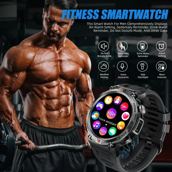 LaNikar KE3 Bluetooth Call Smartwatch | Full Touch Health Monitor with Flashlight for iOS & Android - Image 4