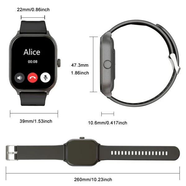 Smartwatch with Wireless Calling, Multi-Sport Modes, and SMS Reminders | iPhone & Android Compatible - Image 2