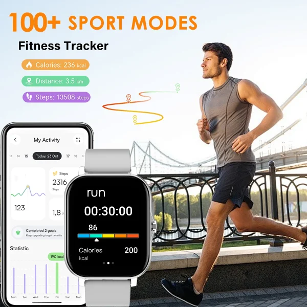 Bluetooth Smartwatch with Call & Music | Touch Dial Fitness Tracker for Android - Image 3