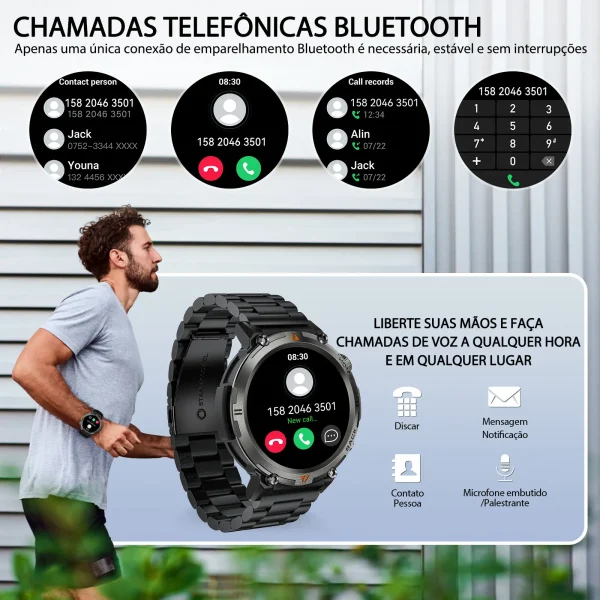 LaNikar KE3 Bluetooth Call Smartwatch | Full Touch Health Monitor with Flashlight for iOS & Android - Image 2