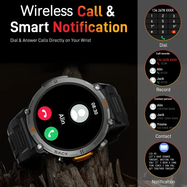 LaNikar KE3 Bluetooth Call Smartwatch | Full Touch Health Monitor with Flashlight for iOS & Android - Image 5